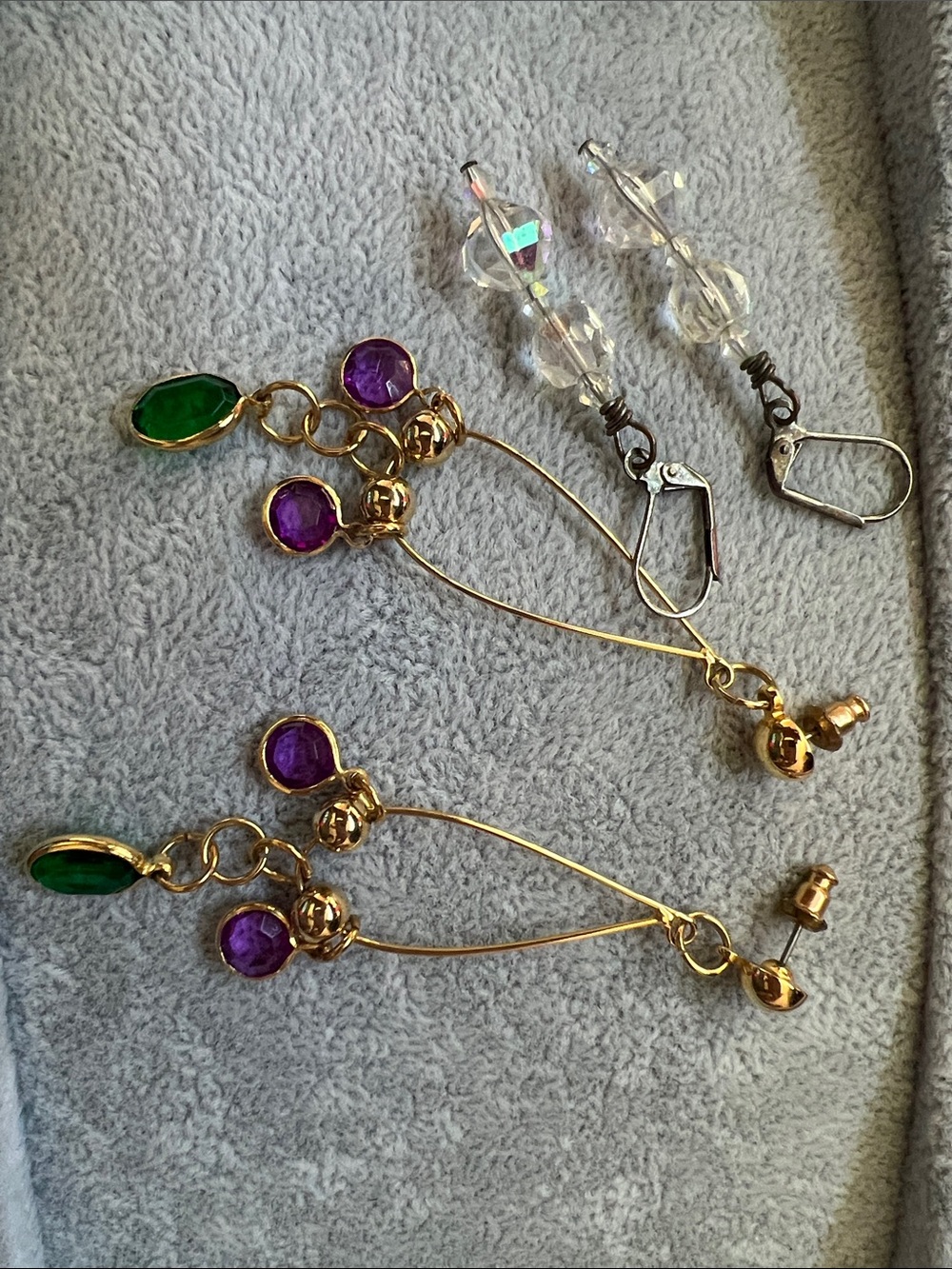 2 pair of vintage crystal drop earrings